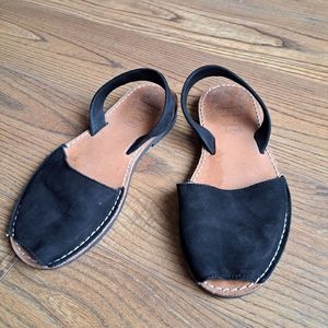Black Suede "Pons Avarcas" Sandals, size 7